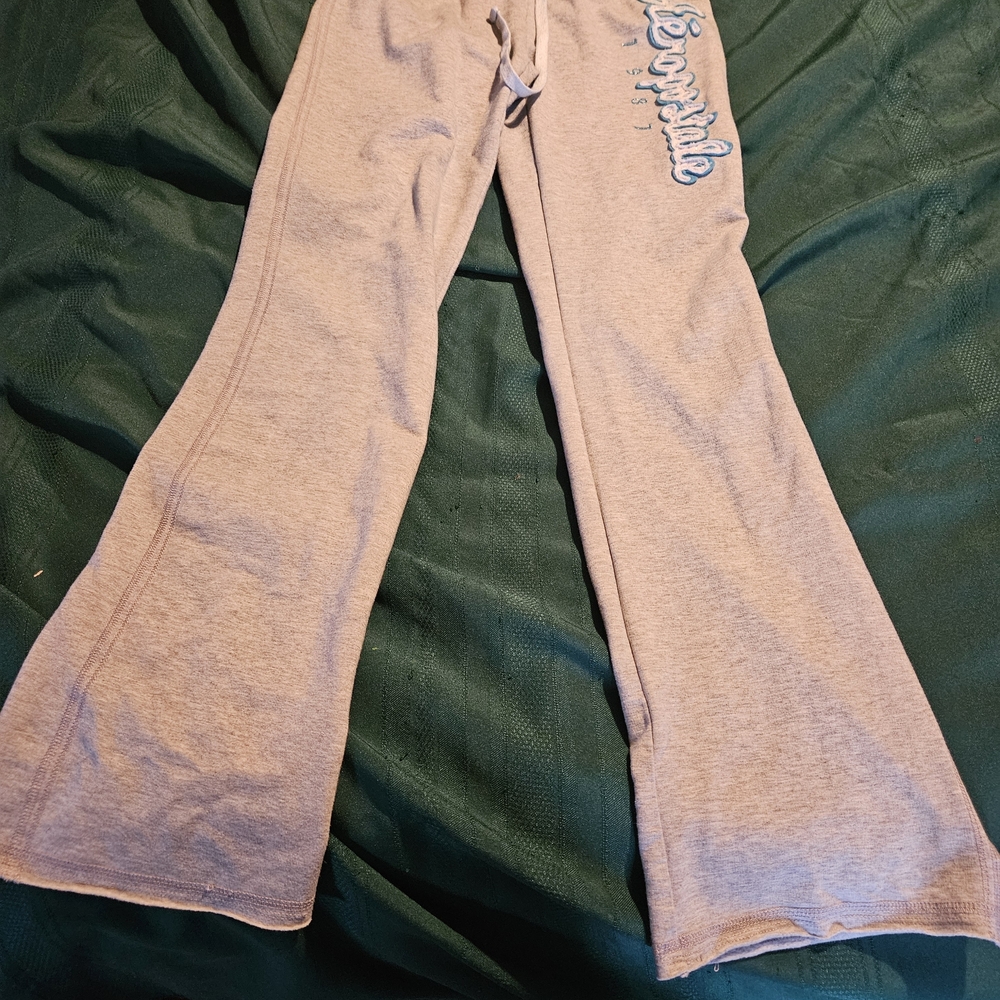 Aeropostale Heather Gray Flare Pants with Blue Detail